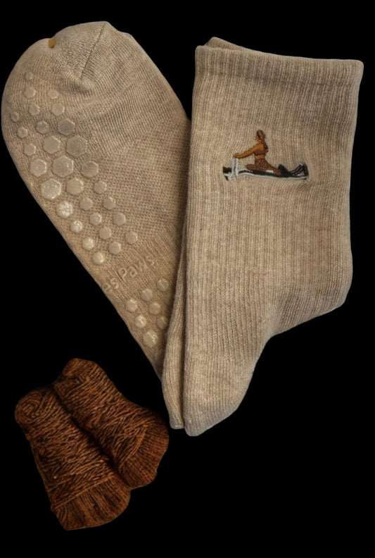 Beige Grip Socks